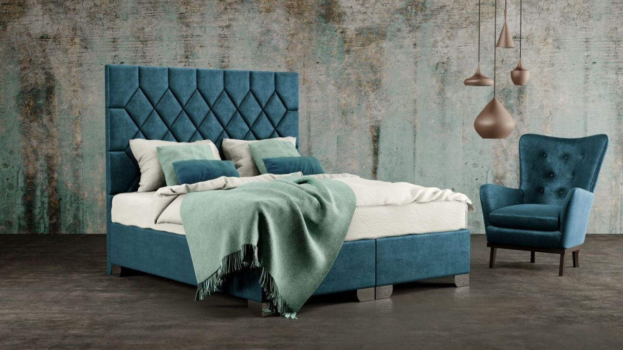 Luxusní postel s čalouněným čelem