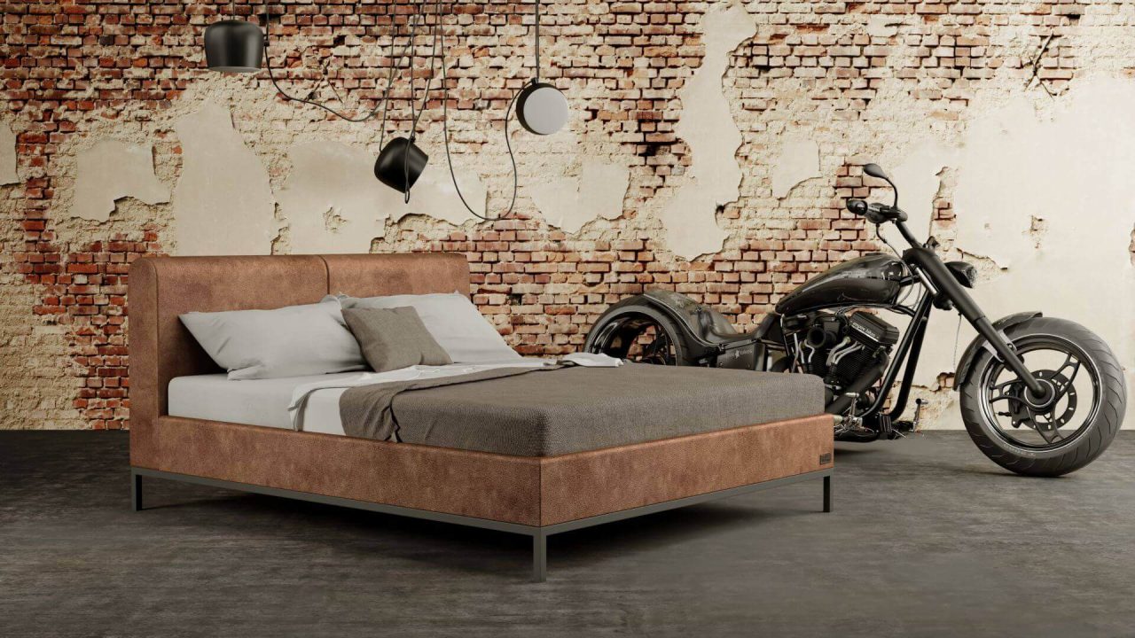 Pohodlná postel v industriálním stylu